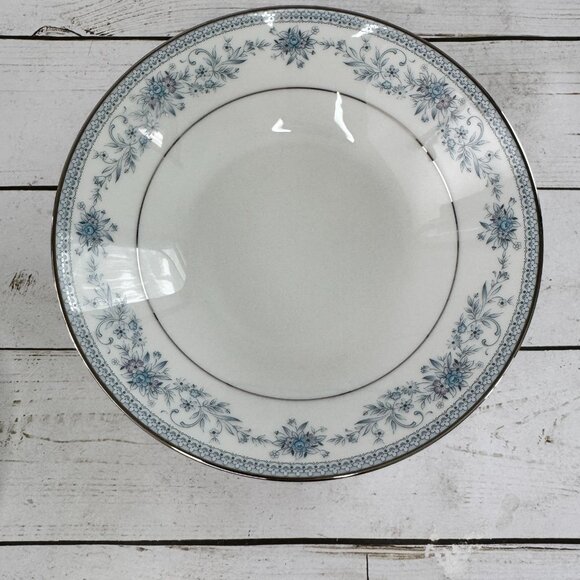 Noritake Fine China Blue Hill Soup Cereal Bowls Silver Trimmed Edge Lot of 2 - Picture 8 of 16